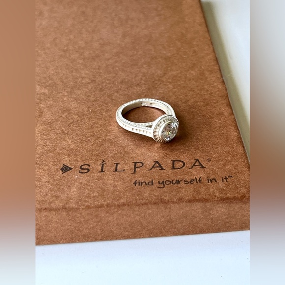 Vintage Ring Silpada THAI 925 Hand Hammered Clear Rock Crystal Quartz stone - Picture 3 of 5